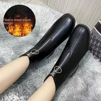 Женские сапоги зимние плюс бархатные женские туфли модные женские дышащие ботинки из коровьей кожи с молнией спереди легкие белые сапоги Botas Demujer 35