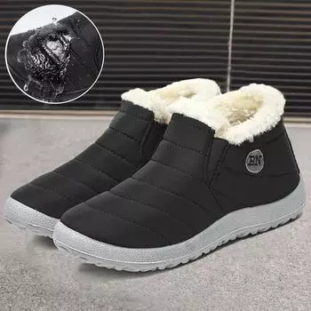 Женские сапоги зимние плюшевые туфли для женщин на платформе повседневные туфли женские водонепроницаемые ботильоны зимние ботинки на плоской подошве Botas Mujer 35 чёрный