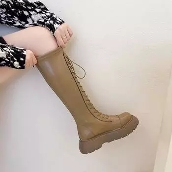 Женские сапоги зимние высокие сапоги до колена для женщин длинные белые туфли эластичная платформа удобные и элегантные новые в рок-модном стиле 35