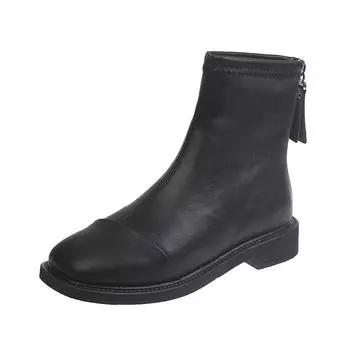 Женские сапоги зимняя обувь для женщин сапоги-женщины роскошные дизайнерские молния модные резиновые средние осенние щиколотки квадратный носок хлопок 35
