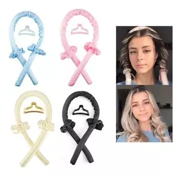 Женские щипцы для завивки волос без нагрева, повязка на голову для завивки волос без нагрева, мягкие блестящие бигуди для волос, практичные аксессуары для самостоятельной завивки волос разноцветный