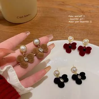 «Женские серьги-бабочки из серебра 925 пробы с жемчугом и наложением страз на осень/зиму — модные, универсальные, в стиле знаменитостей» A1312 красный