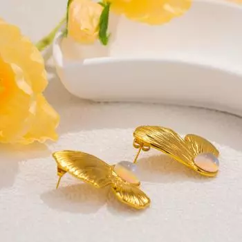 Женские серьги-бабочки, креативный дизайн ювелирных изделий из нержавеющей стали золотой