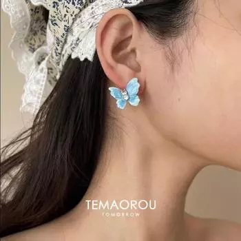 Женские серьги-бабочки, нишевые серьги высокого класса, стильные и универсальные серьги красный