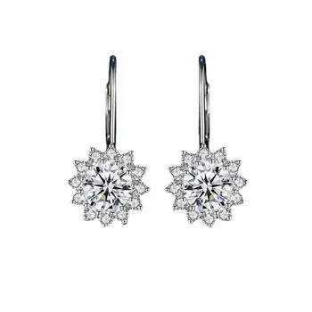 Женские серьги Bague Ringen из стерлингового серебра 925 пробы 1 карат с муассанитом, свадебные роскошные ювелирные изделия, классические серьги-капли с подсолнухом 1ct*2 темно-зеленого