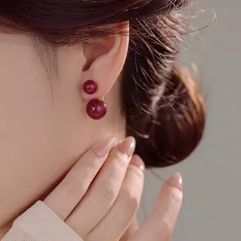 «Женские серьги Banyan Tree S925 из серебра, фиолетового, золотого, песочного цвета, с двумя накладками — новая коллекция осень/зима 2024 года» small белого золота