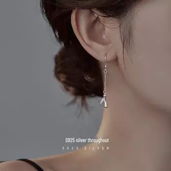 «Женские серьги Banyan Tree S925 из серебра и бамбука — трендовый универсальный дизайн 2023 года» ES2401, 925 Silver with platinum plating серебряный