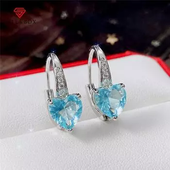 Женские серьги BELLA BOX Eternity Love, синие серьги с фианитом в форме сердца, элегантные женские аксессуары для свадебной вечеринки, классические ювелирные изделия синий