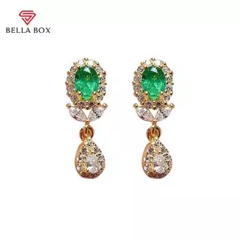 Женские серьги BELLA BOX Temperament с овальными серьгами из медного сплава с цирконом 5А зелёный