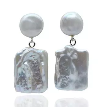Женские серьги, белые большие квадратные жемчужные серьги, кулон в стиле барокко, двойные бусины, винтажные жемчужные серьги