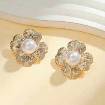 Женские серьги BlingBay во французском стиле, милые, элегантные, в форме цветка, серьги в стиле панк, для девочек, на вечеринку, день рождения, ювелирные изделия в подарок золотой