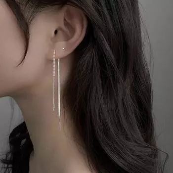 Женские серьги-цепочки из стерлингового серебра 925 пробы с длинными кисточками, висячие серьги с кубическим цирконием, вечерние украшения, новинка 2023 года