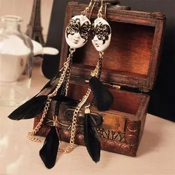 Женские серьги-цепочки в богемном стиле с перьями и кисточками, длинные серьги-капли