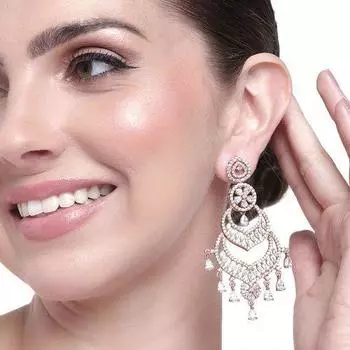 Женские серьги Estele с блестящими подвесками из розового золота с CZ