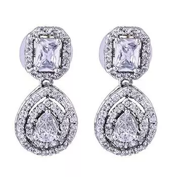 Женские серьги Estele с родиевым покрытием и фантазийными американскими бриллиантами