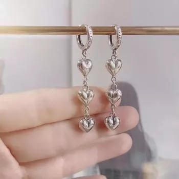 Женские серьги FOXANRY, предотвращающие аллергию, модные, элегантные, винтажные, с длинными кисточками и сердечками, вечерние украшения 8mm серебряный