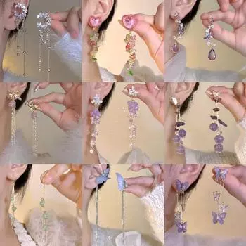 Женские серьги GemChic, изысканные серьги-гвоздики с иглой, имитация драгоценного камня, серьги-бабочки, цветы, модные милые серьги, ювелирные изделия на день рождения, Рождество, подарок