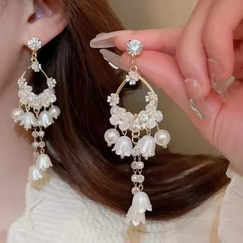 Женские серьги GemChic, изысканные серьги с цветком ландыша, серьги с цирконом, легкие роскошные милые серьги, ювелирные изделия на день рождения, Рождество, подарок