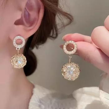 Женские серьги GemChic, изысканные вставки из циркона, полая круглая сетка, легкие роскошные серьги, модные милые серьги, ювелирные изделия на день рождения, Рождество, подарок
