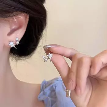 Женские серьги GemChic, модные серьги-гвоздики с иглами, вставки из циркона, звезды, имитация жемчуга, изысканные ювелирные изделия на день рождения, Рождество, подарок