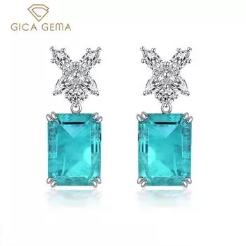 Женские серьги Gica Gema Paraiba, стерлинговое серебро 925 пробы, уникальный дизайн, романтические изящные серьги, ювелирные изделия, подарки для свадебной вечеринки, новый тренд, 10*14 мм синий