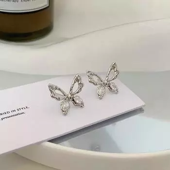 Женские серьги-гвоздики антикварного серебра с блестящими кристаллами и бантом в горошек, элегантные свадебные украшения для ушей для девочек brincos серебряный