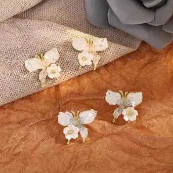 Женские серьги-гвоздики-бабочки, вдохновленные природой, в свежем стиле синий