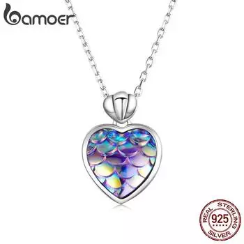 Женские серьги-гвоздики BAMOER из стерлингового серебра 925 пробы, окисленная смола, цветная рыбья чешуя, кошачья голова, изящные ювелирные изделия 925 silver