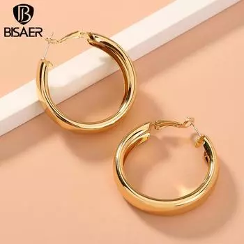 Женские серьги-гвоздики BISAER в стиле ретро с гиперболической петлей, ювелирные украшения