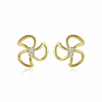 Женские серьги-гвоздики Estele с американским бриллиантом 24 карата и 3 лепестками клевера