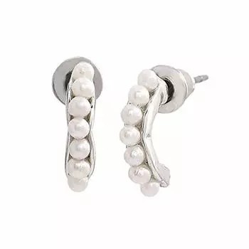 Женские серьги-гвоздики Gehena by Estele из белого металлического сплава с родием и жемчугом