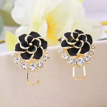 Женские серьги-гвоздики из сплава с изображением пиона и камелии, украшения для вечеринок ADM чёрный