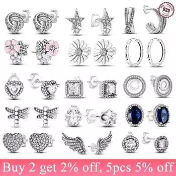 Женские серьги-гвоздики из стерлингового серебра S925 с цветком ромашки, 23 стиля, оригинальные серьги, женские свадебные украшения, подарки