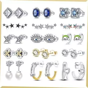 Женские серьги-гвоздики из стерлингового серебра 925 пробы с жемчугом и дьявольскими глазами на годовщину свадьбы, модные ювелирные изделия белый