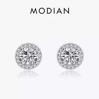 Женские серьги-гвоздики из стерлингового серебра 925 пробы с цирконом, ювелирные изделия, серьги с белыми кристаллами, подарок для женщин серебряный