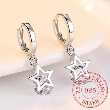 Женские серьги-гвоздики из стерлингового серебра 925 пробы с кристаллами и звездами, 2020, детский свадебный подарок для девочек, женские pendientes mujer moda