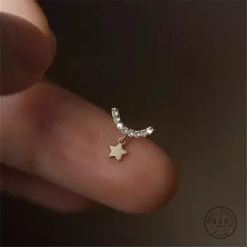 Женские серьги-гвоздики из стерлингового серебра 925 пробы с простыми кристаллами и звездами, романтические сладкие украшения золотой