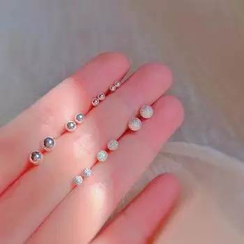 Женские серьги-гвоздики из стерлингового серебра 925 пробы, круглые бусины с золотыми бобами, глазурованная поверхность, матовая отика, простые персонализированные универсальные летние серьги для ухода за ушами 925