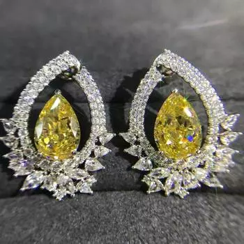 Женские серьги-гвоздики из стерлингового серебра 925 пробы с каплями воды, 4 карата, розовый сапфир, синтетический муассанит, креативный подарок