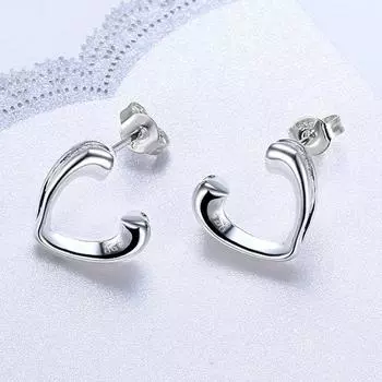 Женские серьги-гвоздики из стерлингового серебра 925 пробы с половиной сердца, женский рождественский подарок