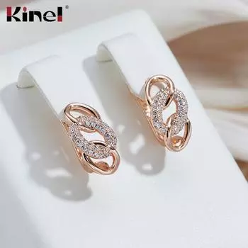 Женские серьги-гвоздики Kinel с блестящим цирконием цвета розового золота розового золота