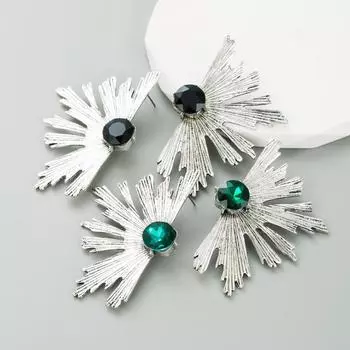 Женские серьги-гвоздики, простые многослойные серьги из сплава, инкрустированные полностью кристаллами, высококачественные серьги OneSize серебряный