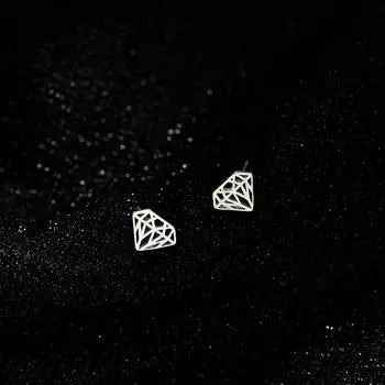 Женские серьги-гвоздики с бриллиантами — это маленькие, свежие, простые и милые полые серьги, модные легкие роскошные аксессуары нишевого дизайна