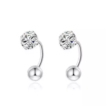 Женские серьги-гвоздики с бриллиантами, простой темперамент, модные и универсальные, нежный стиль