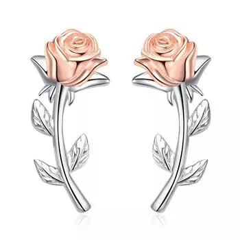 Женские серьги-гвоздики с цветком розы, модные украшения