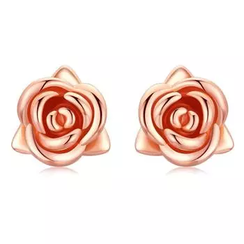 Женские серьги-гвоздики с цветком розы