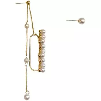 Женские серьги-гвоздики с длинными жемчужными кисточками