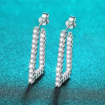 Женские серьги-гвоздики с муассанитом цвета D, 2,2 мм, 1,84 карата, сверкающие бриллианты, вечерние украшения из стерлингового серебра 925 пробы, серьги-гвоздики