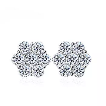 Женские серьги-гвоздики с муассанитом и бриллиантами цвета D, оригинальное серебро 925 пробы с позолоченными серьгами 18 карат, ювелирные украшения