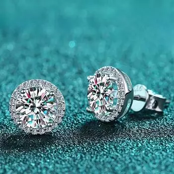 Женские серьги-гвоздики с муассанитом, стерлингового серебра 925 пробы, белого золота, серьги-гвоздики с бриллиантами, свадебные ювелирные изделия 0.5CT and 0.5CT